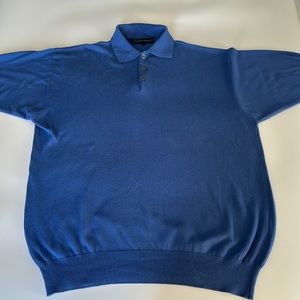 Vintage Beau Brummel Polo, Preppy Collared Polo Knit Coastal Blue, Size Large